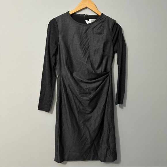 Max Mara Virgin Wool Midi Dress Gray Draped Italy Size 8 Quiet Luxury - Picture 4 of 15
